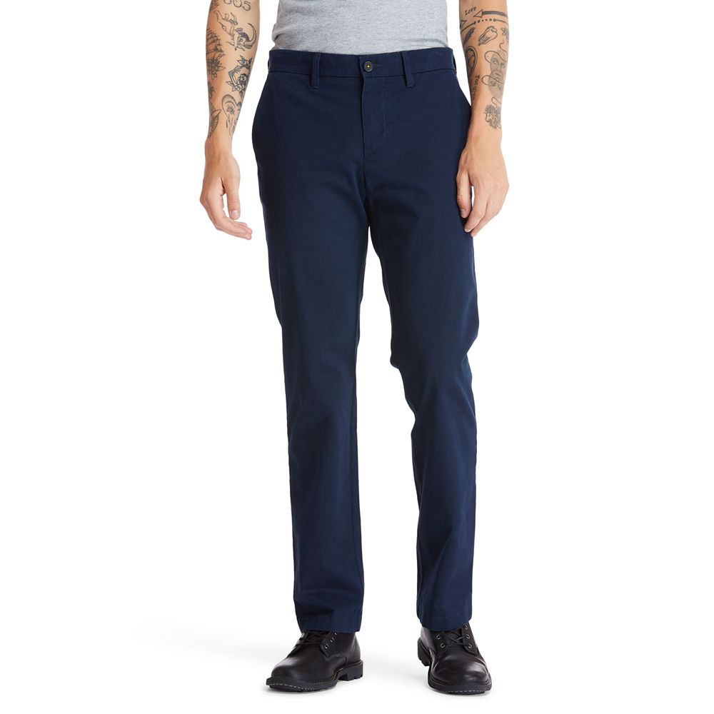 Timberland Παντελονια Ανδρικα Σκουρο Μπλε - Squam Lake Stretch Chino - Greece 0685123-AN